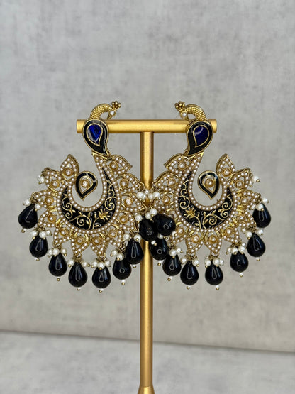 Ayura Designs Moorni Earrings – Peacock-Inspired Chandbalis with Multicoloured Meenakari, Kundan, and Pearl Accents