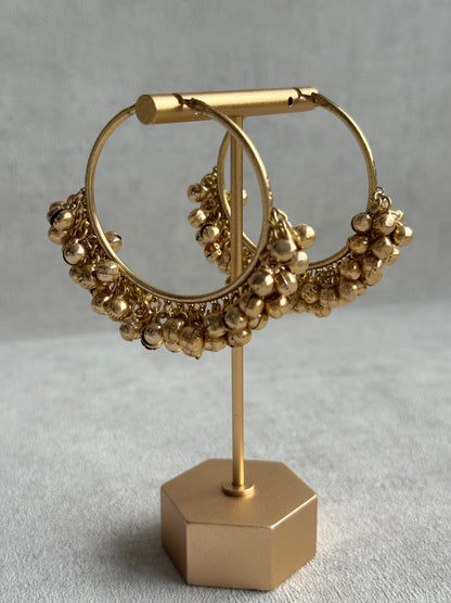 Ayura Designs Ghungroo Balis – Hoop Earrings with Traditional Ghungroo Detailing in Antique Gold Finish