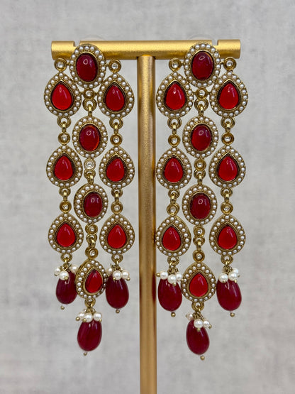 Ayura Designs Mia Earrings – Handcrafted Gold-Toned Cascading Earrings with Clear Kundan Stones, Pearl Accents & Elegant Drop Detailing