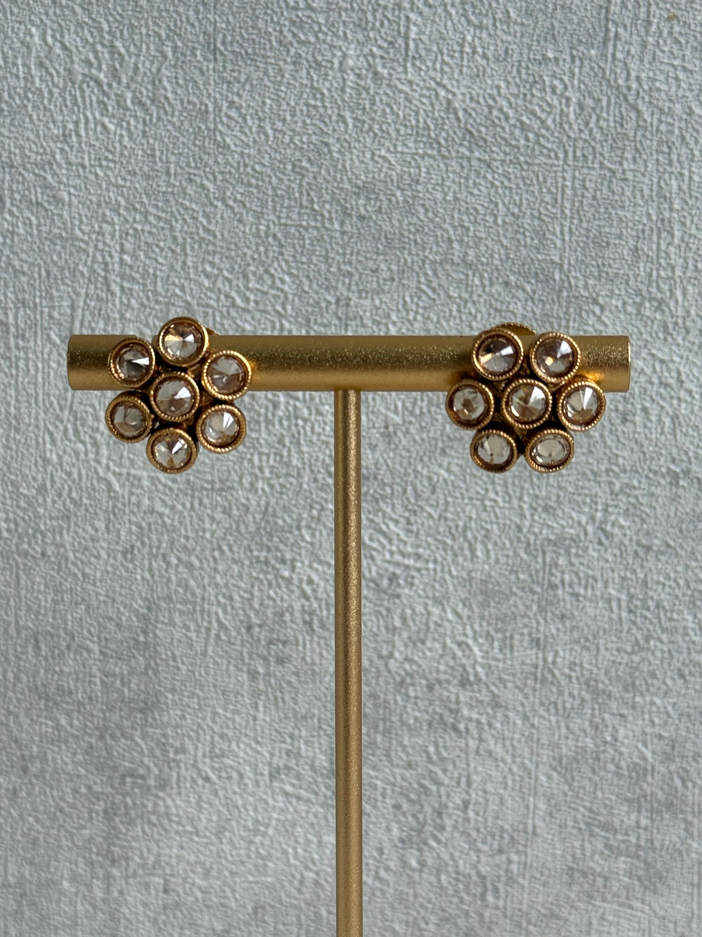 Ayura Designs Veni Set – Gold Necklace & Stud Earrings with Ruby & Champagne Mirror-Cut Polki Stones