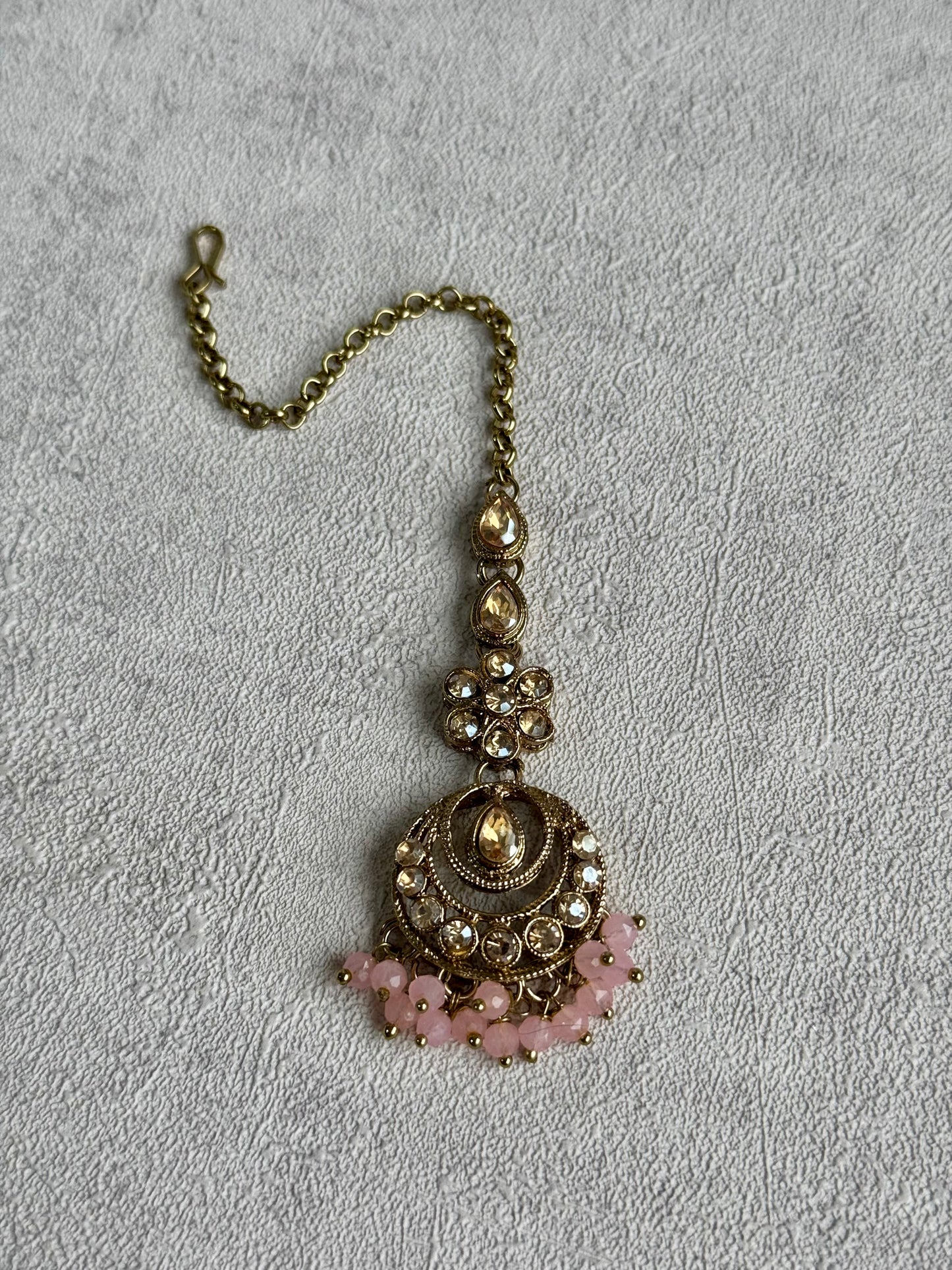 Ayura Designs Asima Set with Jhumkis & Tikka - in Champagne Pink