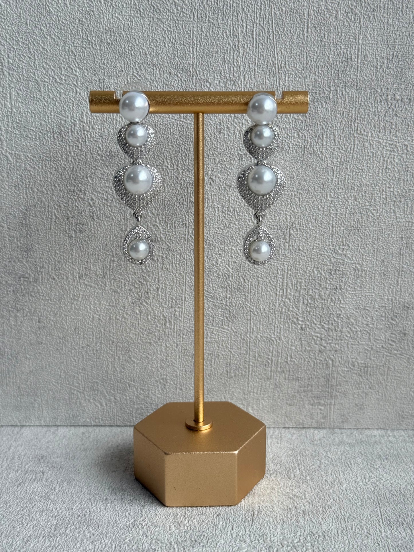 Ayura Designs Juliette Set with Necklace & Drop Earrings – Silver Crystal & Pearl Statement Set