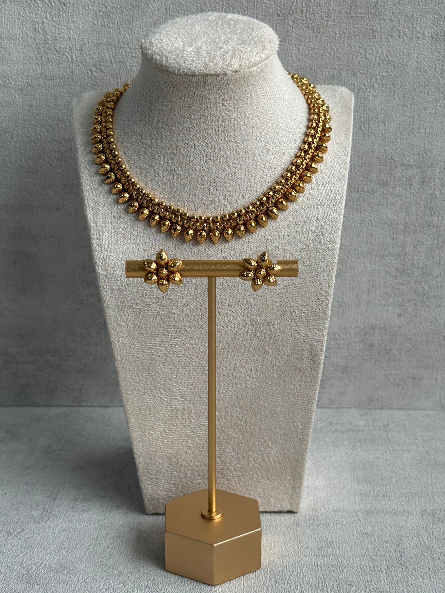 Ayura Designs Riddhi Set – Necklace & Earrings with Gold-Toned Beaded Detailing