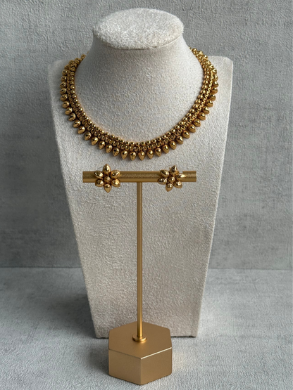 Ayura Designs Riddhi Set – Necklace & Earrings with Gold-Toned Beaded Detailing