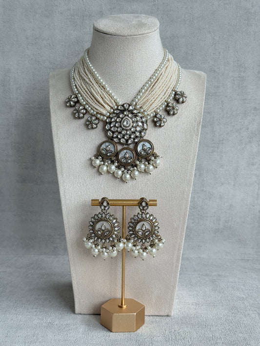 Ayura Designs Callie Set with Earrings – Ivory Pearl & Jadau Detailing