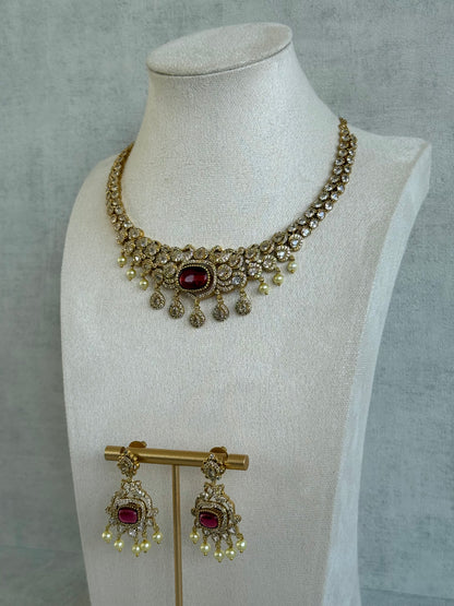 Ayura Designs Amreen Set with Earrings – Interchangeable Centre Stones with Peacock Motifs, Crystal Detailing & Pearl Drops