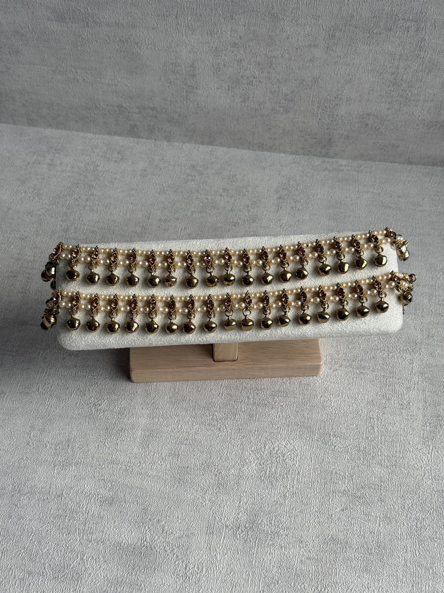 Ayura Designs Rimjhim Payals – Ghungroo Anklets with Pearl & Stone Detailing