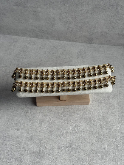 Ayura Designs Rimjhim Payals – Ghungroo Anklets with Pearl & Stone Detailing