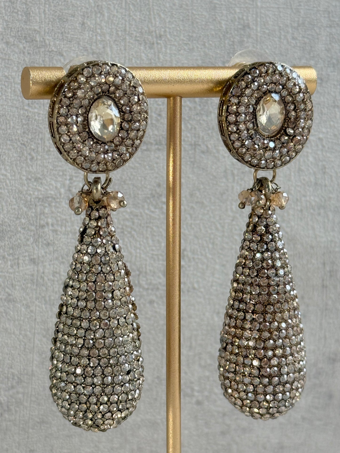 Ayura Designs Paisley Earrings – Champagne Crystal Embellished Teardrop Earrings