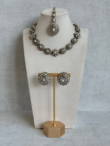 Ayura Designs Ivy Necklace Set with Studs & Tikka – Crystal Kundan Detailing