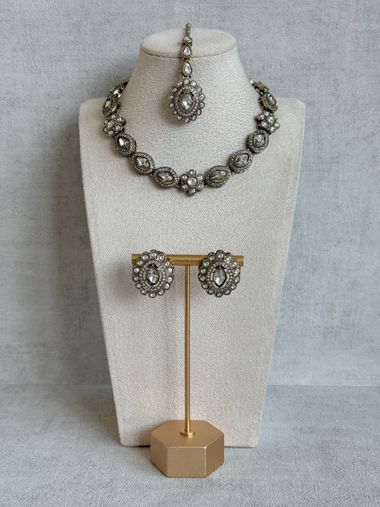 Ayura Designs Ivy Necklace Set with Studs & Tikka – Crystal Kundan Detailing
