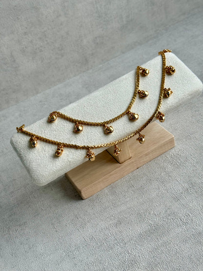 Ayura Designs Chameli Payals – Gold-Toned Anklets with Ghungroo Detailing