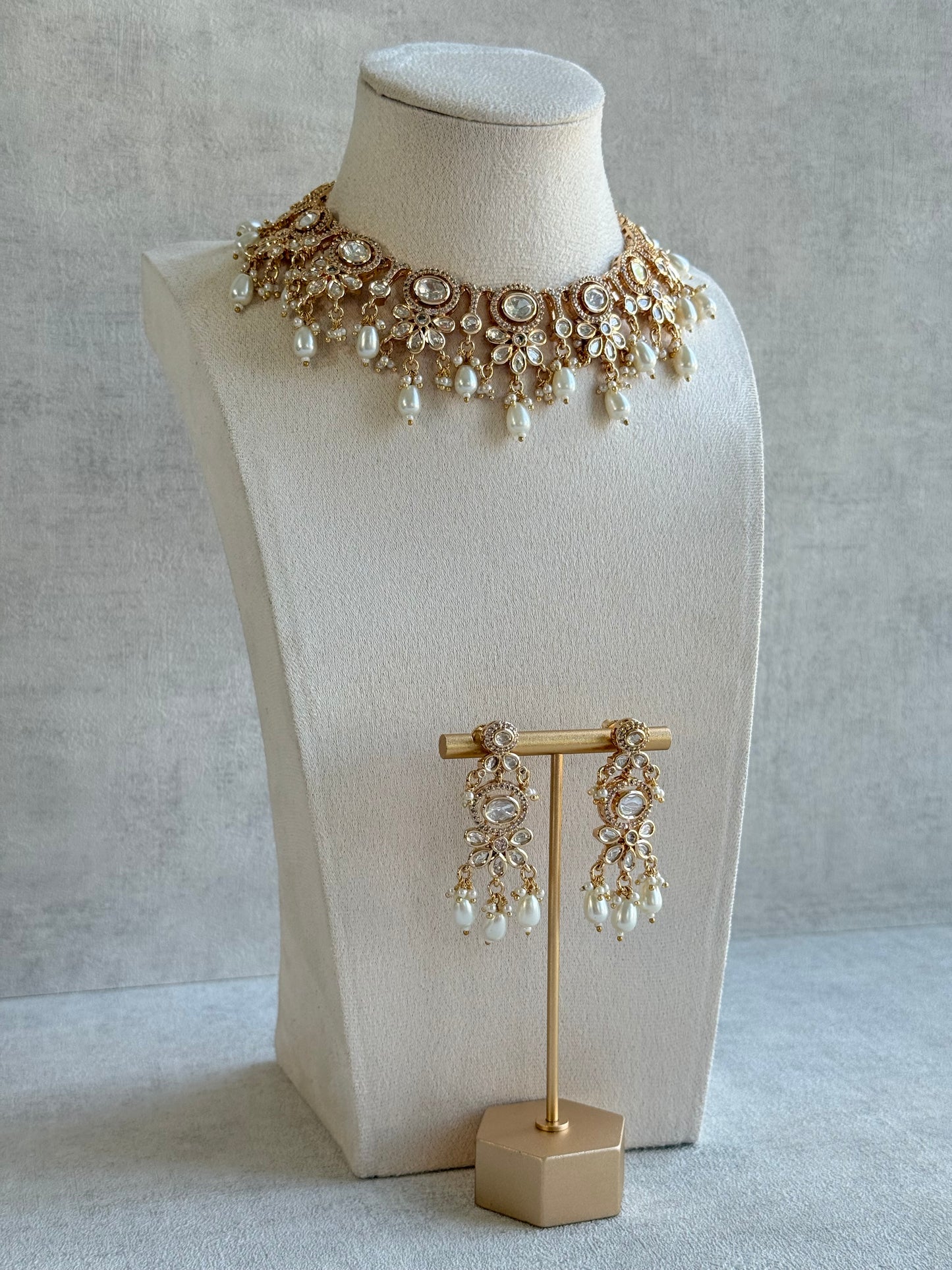 Ayura Designs Ipsita Necklace Set with Earrings – Kundan & Pearl Drop Detailing