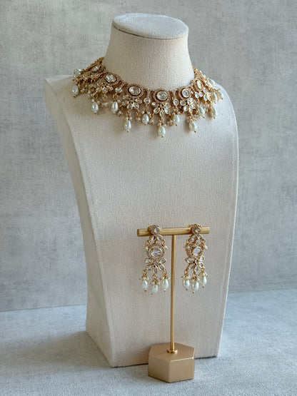 Ayura Designs Ipsita Necklace Set with Earrings – Kundan & Pearl Drop Detailing