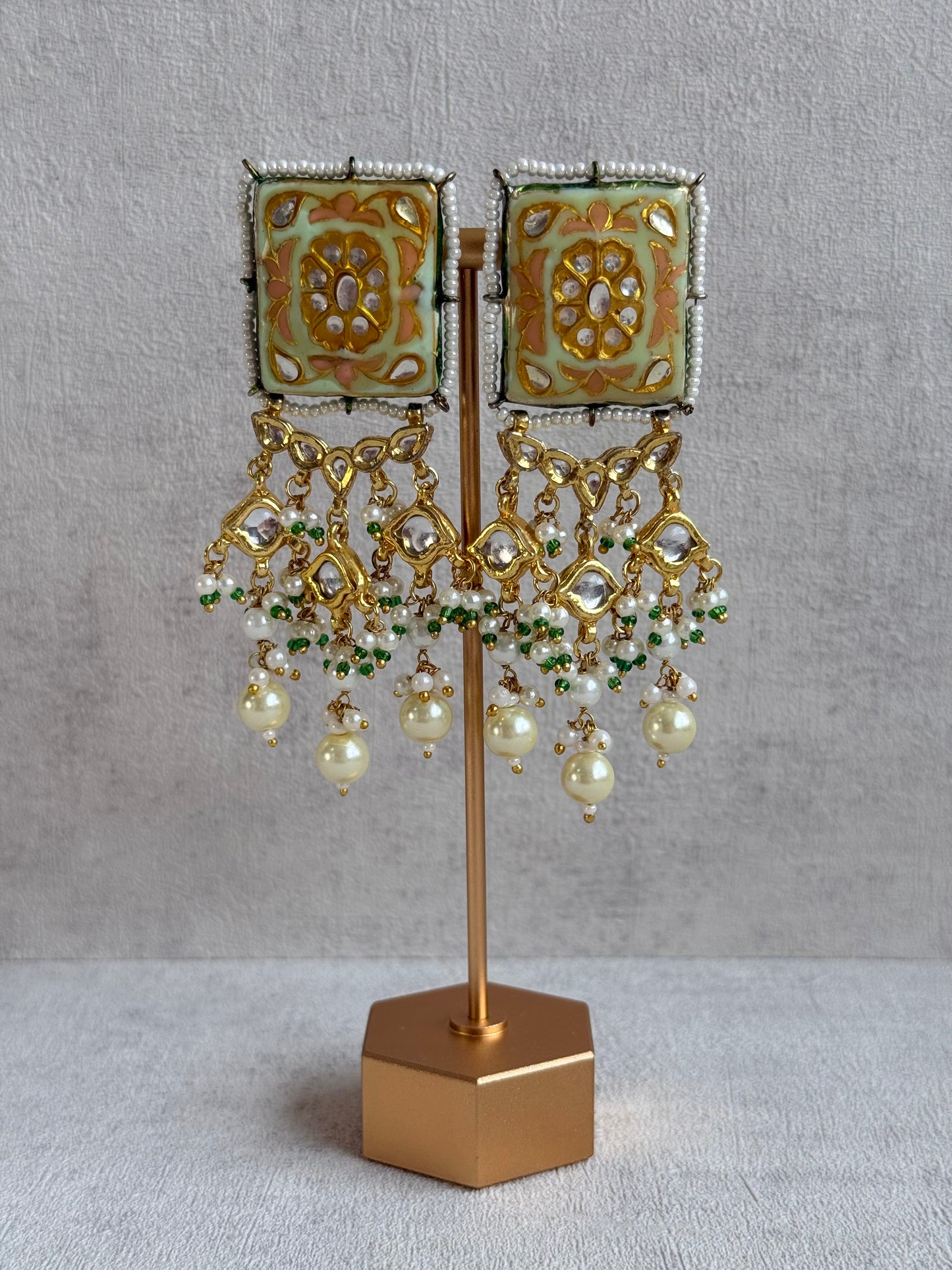 Ayura Designs Sabeera Meenakari Kundan Choker Set with Earrings – Blush Pink Beads & Pearl Detailing