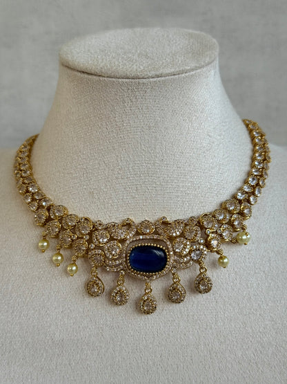 Ayura Designs Amreen Set with Earrings – Interchangeable Centre Stones with Peacock Motifs, Crystal Detailing & Pearl Drops