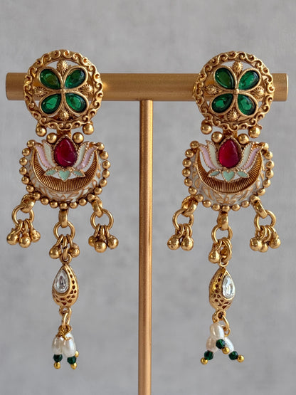 Ayura Designs Aavya Necklace Set – Aqua Green & Rani Pink Kundan Meenakari Design
