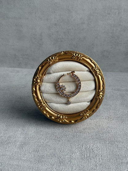 Ayura Designs Adaa Nose Ring – Crystal-Studded Adjustable Ring with Floral Accent