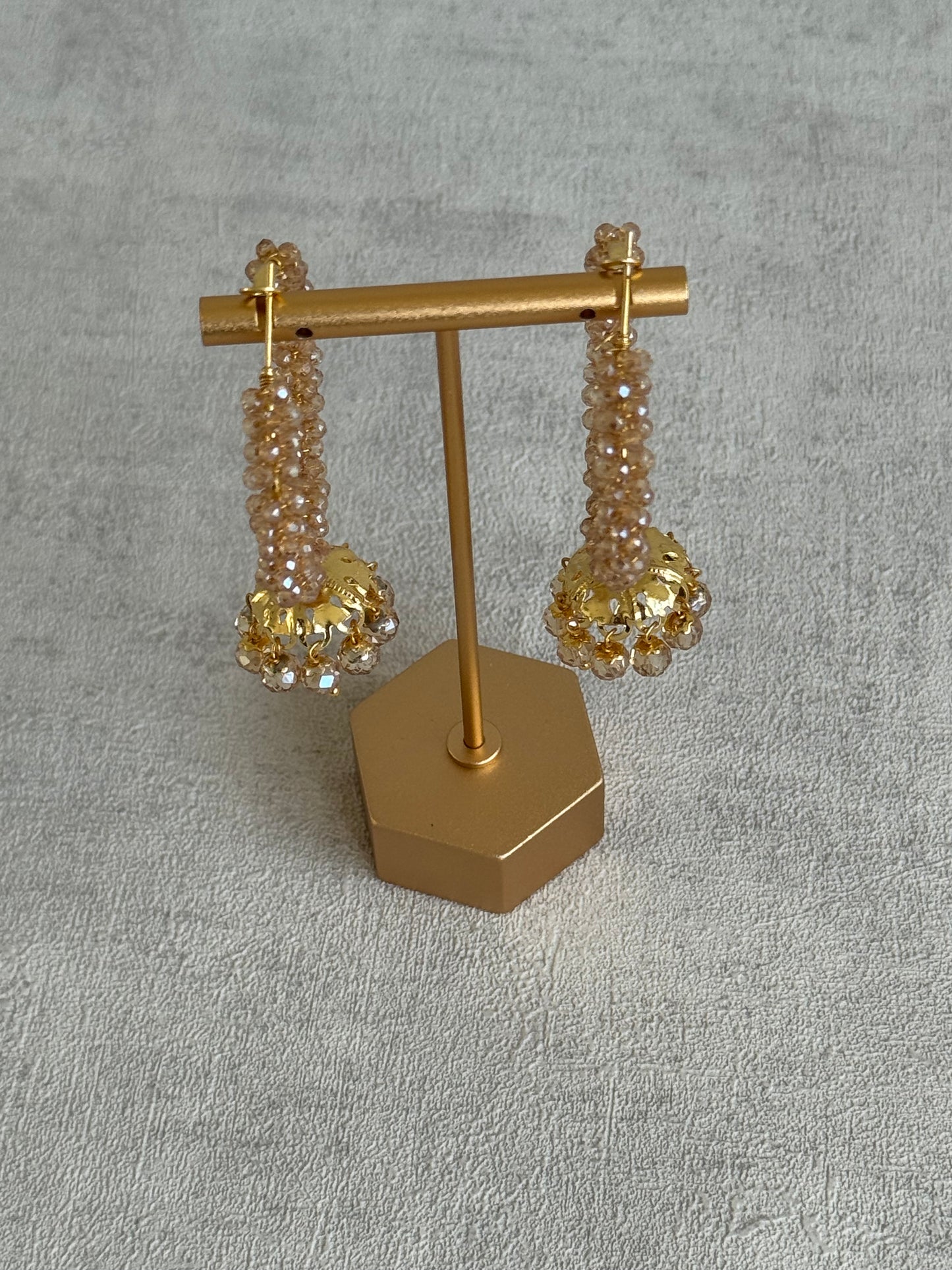 Ayura Designs Tara Balis – Gold Crystal-Wrapped Hoops with Jhumki Drops