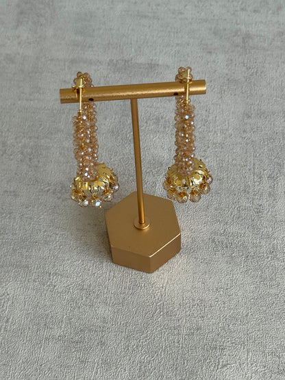 Ayura Designs Tara Balis – Gold Crystal-Wrapped Hoops with Jhumki Drops