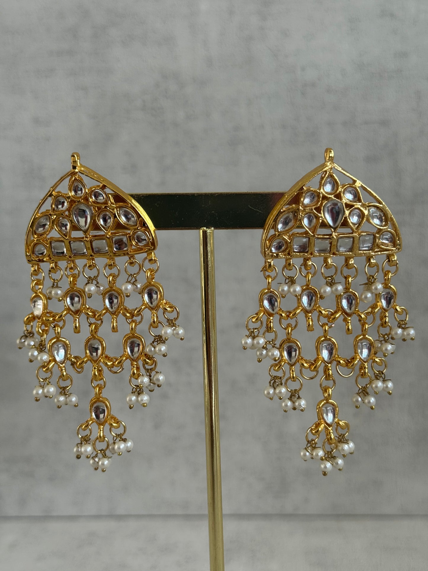 Ayura Designs Basant Set with Choker, Earrings & Tikka – Mirror-Cut Stones, Pearl Fringe & Antique Gold Finish