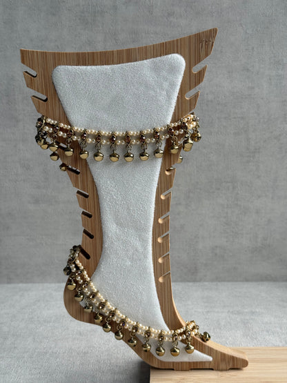 Ayura Designs Rimjhim Payals – Ghungroo Anklets with Pearl & Stone Detailing