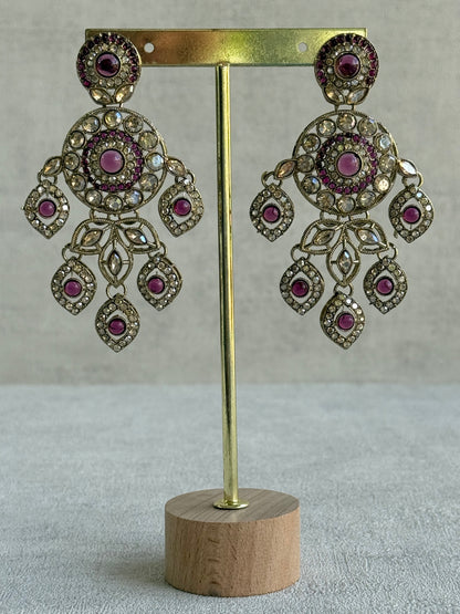 Ayura Designs Vanika Earrings – Mauve Purple & Champagne Crystal Gold Finish