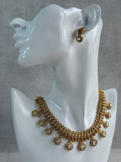Ayura Designs Elisha Necklace Set with Earrings – Gold & Crystal Stone Detailing