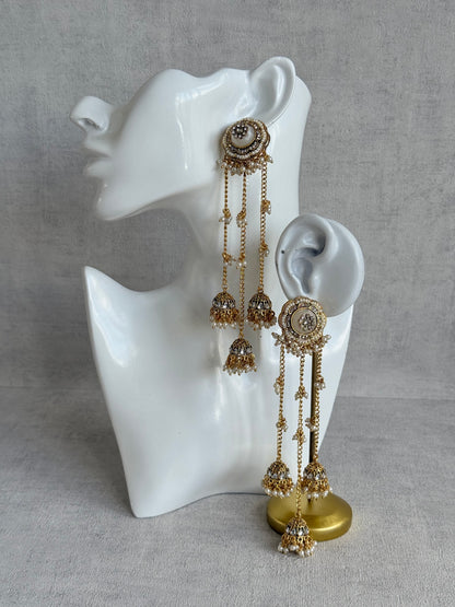 Ayura Designs Saivi Earrings – Mirror Cut Duster Earrings with Jhumki Drops & Pearl Detailing