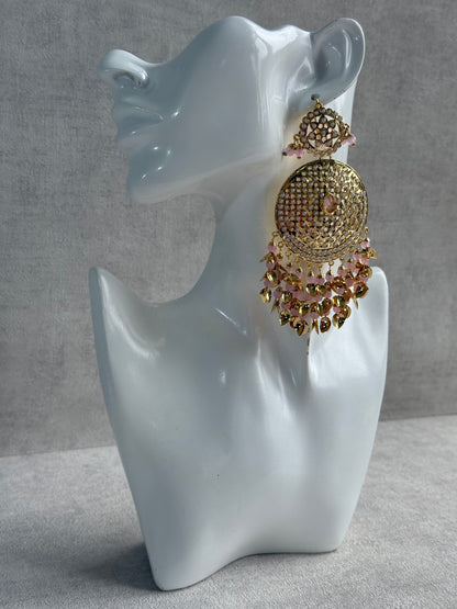 Ayura Designs Seerat Earrings – Blush Pink Gold Pippal Patti Design with Pearls