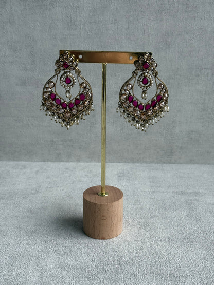 Ayura Designs Damini Tikka Set – Mirror-Cut Kundan Earrings & Tikka with Pink Enamel and Pearl Detailing