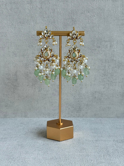 Ayura Designs Tasveer Pachi Kundan Choker Set with Earrings, Tikka & Mint Green Bead Detailing