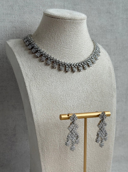 Ayura Designs Camille Set with Earrings – Diamond-Cut Crystal Necklace & Statement Drop Earrings