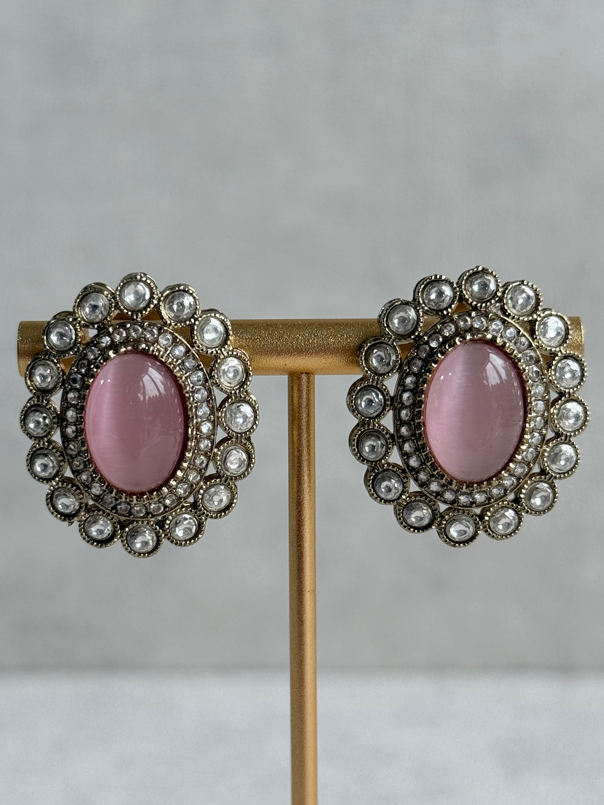 Ayura Designs Inza Necklace Set – Blush Pink & Mint Green Stones, Kundan & Crystals with Antique Gold Finish