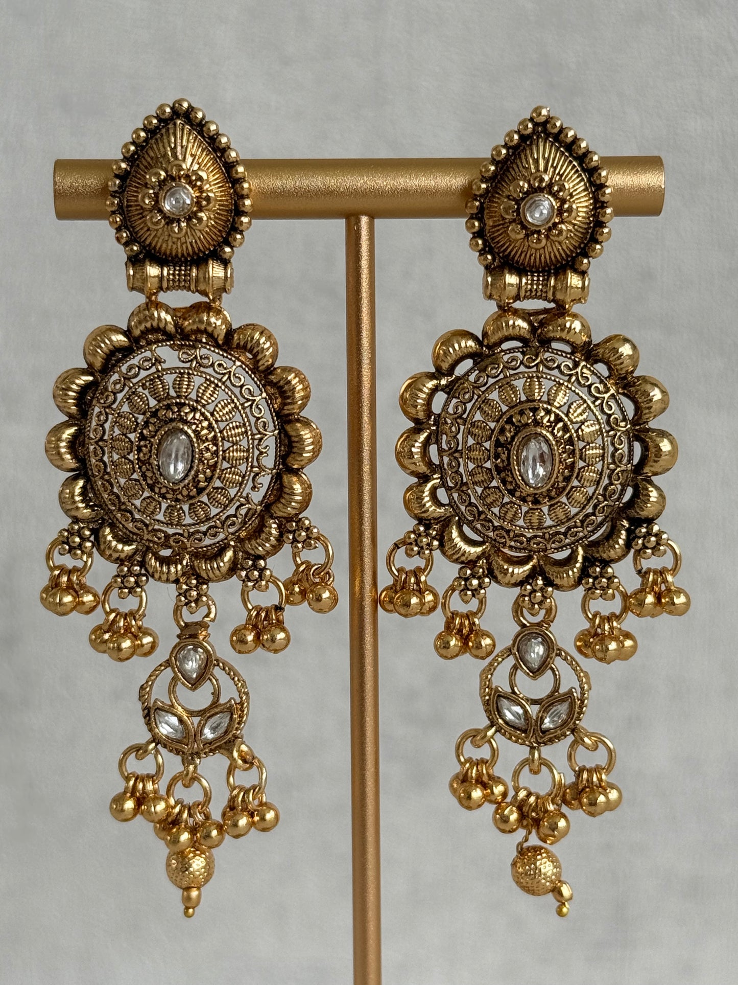 Ayura Designs Kabini Choker Set with Earrings – Gold Kundan Waterfall Choker with Ivory Pearls