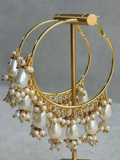 Ayura Designs Mehru Balis – Pearl Drop Balis in Gold Finish