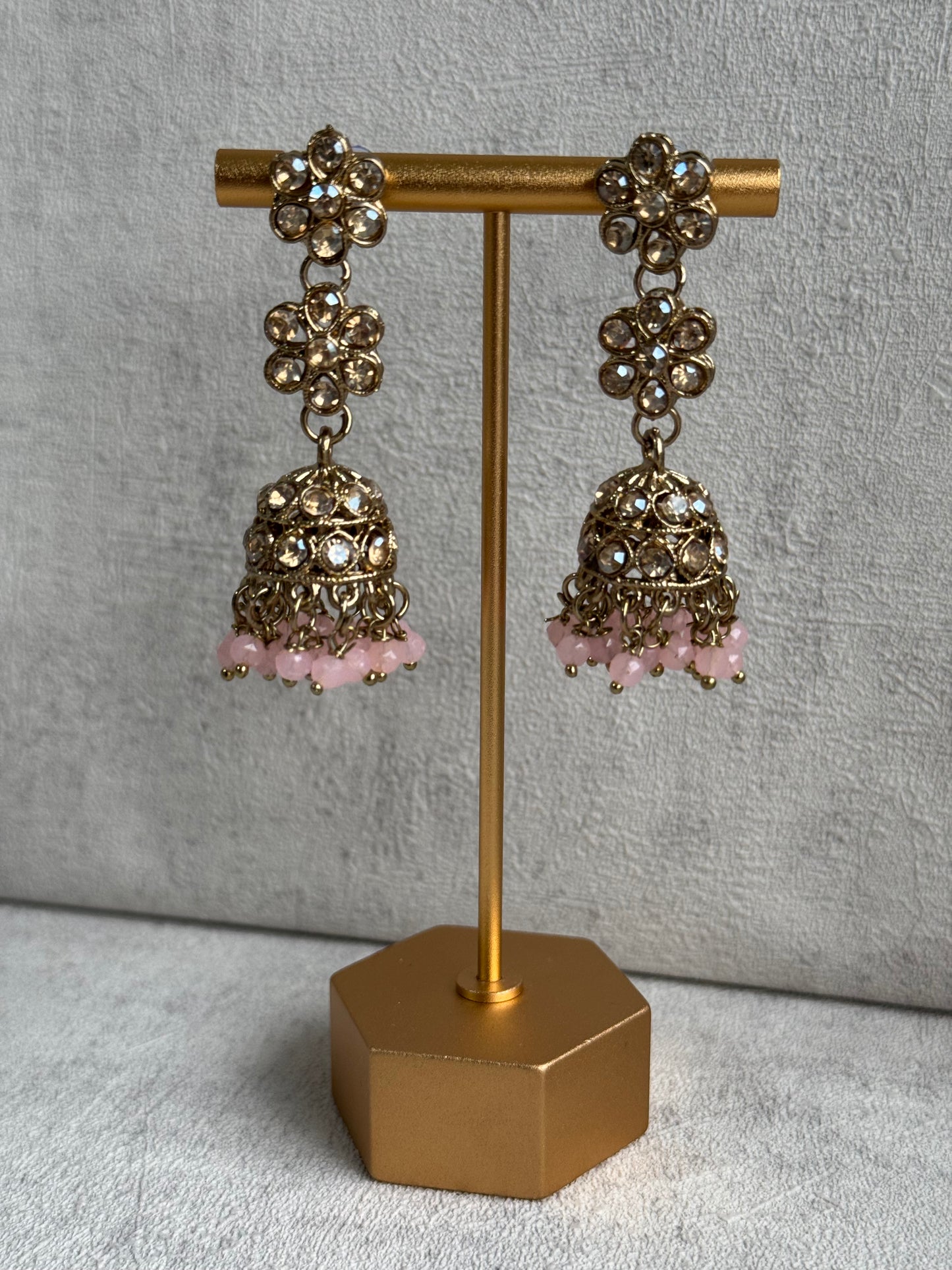 Ayura Designs Asima Set with Jhumkis & Tikka - in Champagne Pink