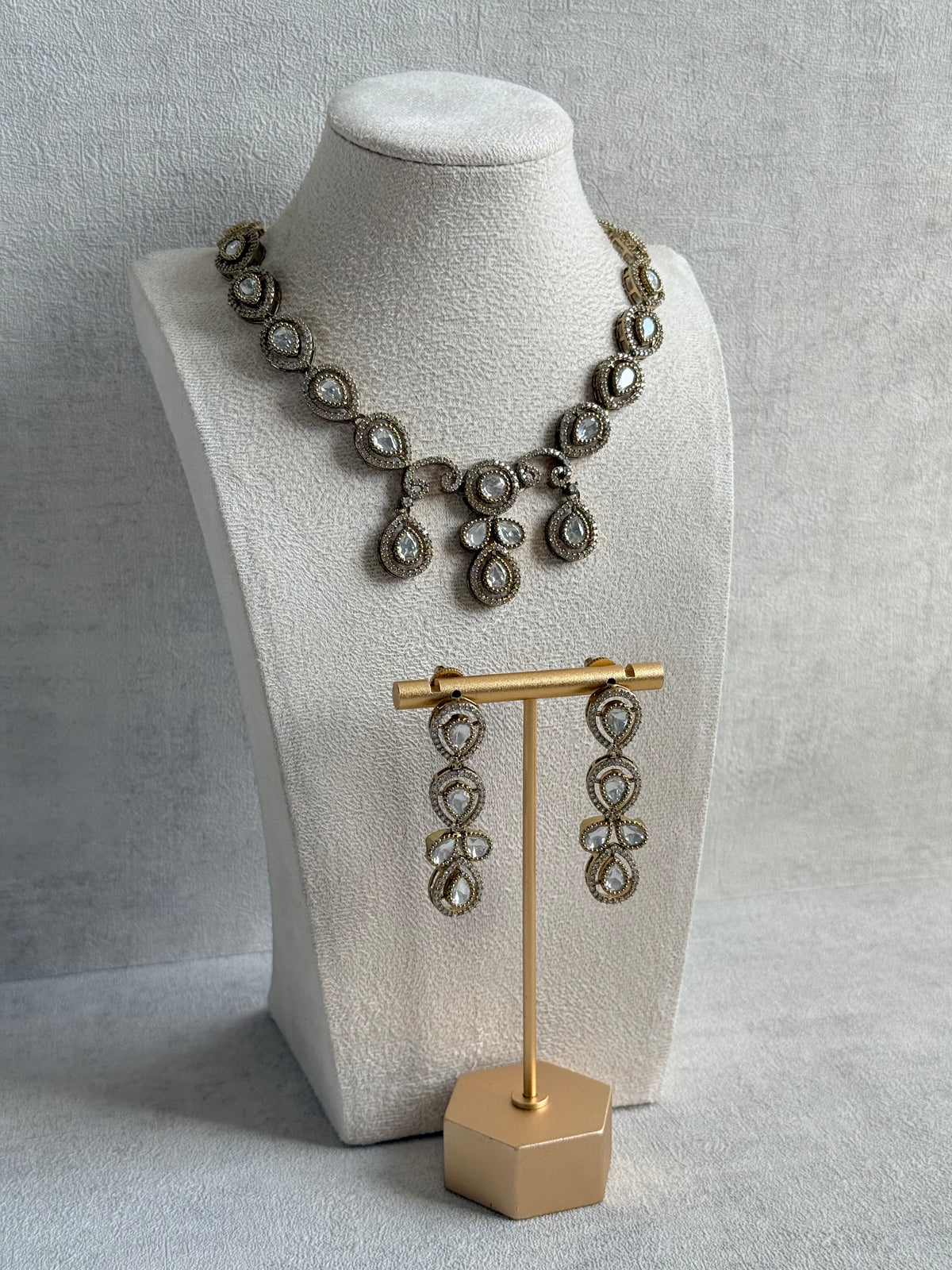 Ayura Designs Bianca Necklace Set with Earrings – Kundan, Crystals & Gold Finish