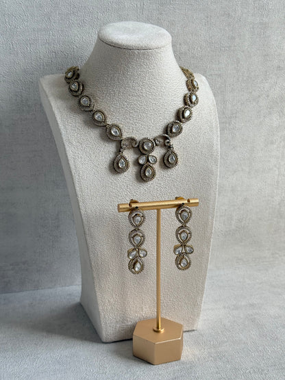Ayura Designs Bianca Necklace Set with Earrings – Kundan, Crystals & Gold Finish
