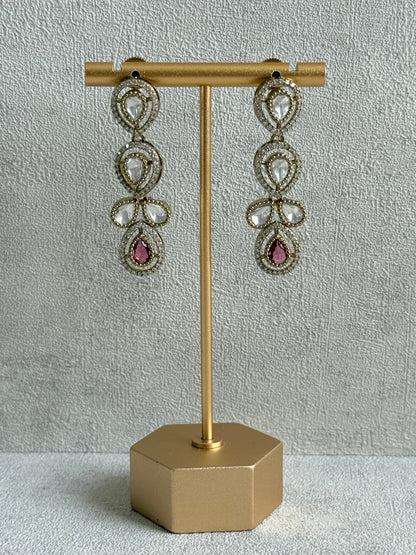 Ayura Designs Bianca Necklace Set with Earrings – Kundan, Ruby Pink Stones, Crystals & Gold Finish