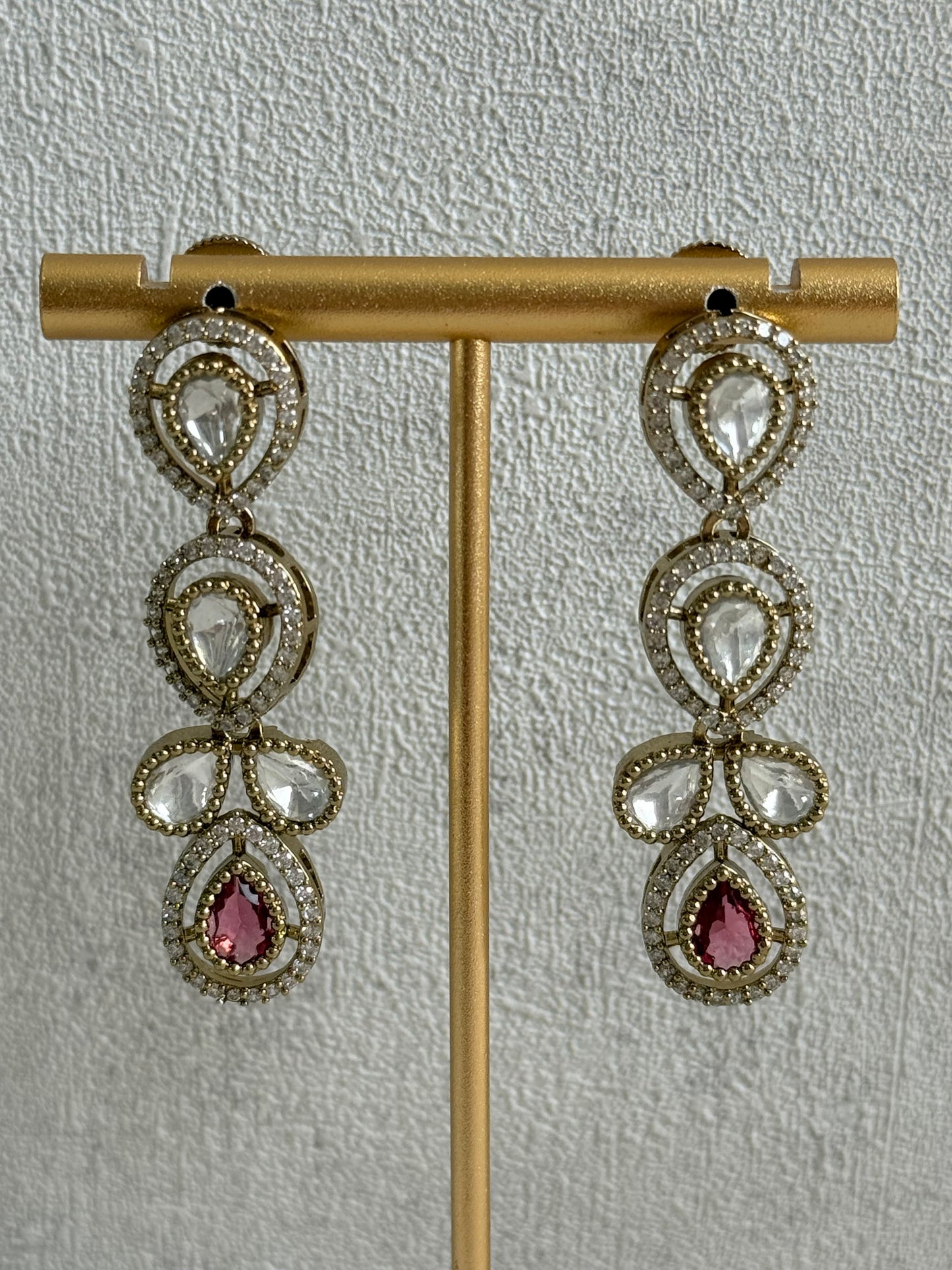 Ayura Designs Bianca Necklace Set with Earrings – Kundan, Ruby Pink Stones, Crystals & Gold Finish