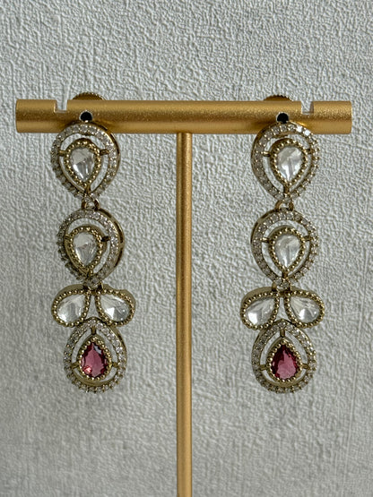 Ayura Designs Bianca Necklace Set with Earrings – Kundan, Ruby Pink Stones, Crystals & Gold Finish