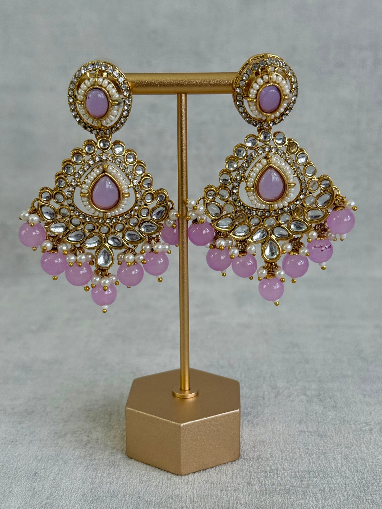 Ayura Designs Janvi Set with Necklace, Earrings & Tikka – Kundan Detailing, Lilac Beads & Ivory Pearl Drops