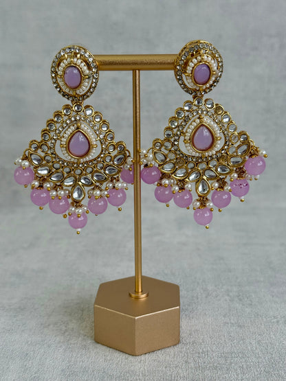 Ayura Designs Janvi Set with Necklace, Earrings & Tikka – Kundan Detailing, Lilac Beads & Ivory Pearl Drops