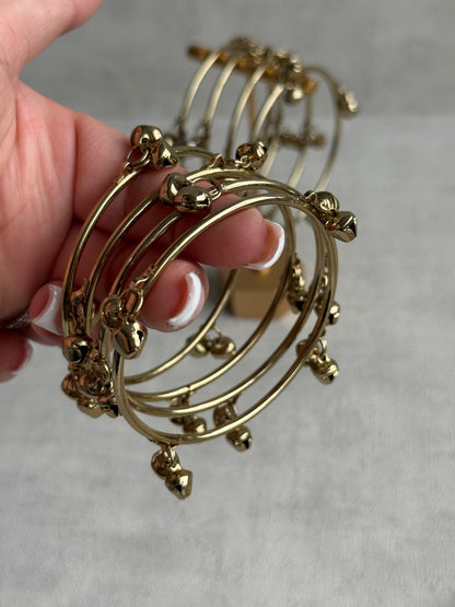 Ayura Designs Ujjala Churdiya/Bangles – Set of 4 Gold Bangles with Ghungroo Detailing