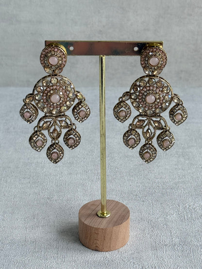 Ayura Designs Vanika Earrings – Blush Pink & Champagne Crystal Gold Finish