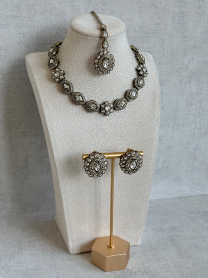 Ayura Designs Ivy Necklace Set with Studs & Tikka – Crystal Kundan Detailing