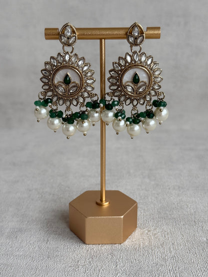 Ayura Designs Callie Set with Earrings – Emerald Green, Ivory Pearl & Jadau Detailing