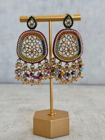 Ayura Designs Geela Earrings – Multicolored Kundan & Pearl Statement Earrings