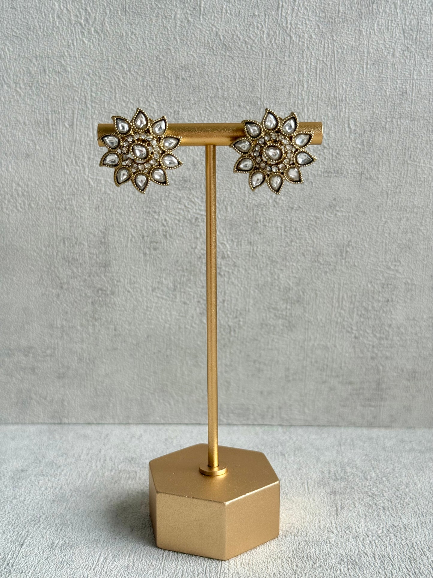 Ayura Designs Amaya Necklace Set with Studs – Antique Finish in Crystal Stones with Pearl Strands